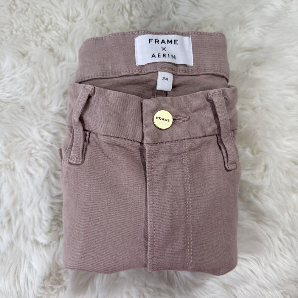Frame X Aerin Le Crop Mini Boot Jeans 24 (25x26.5) Dusty Rose Ankle Hemmed Women - Picture 10 of 12
